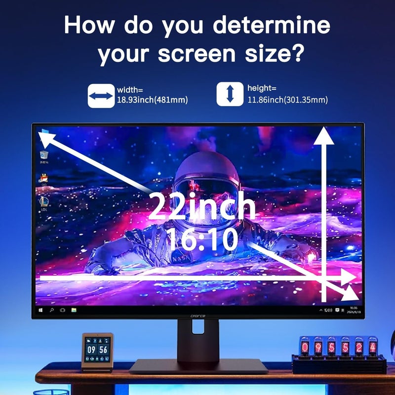 HALOViE 22 Inch Magnetic Hanging Computer Privacy Screen for 16:10 Widescreen Monitor, Removable Privacy Screen Anti Glare Blue Light Computer Screen Privacy Shield, Anti-Scratch 22 in Protector Film - Image 3
